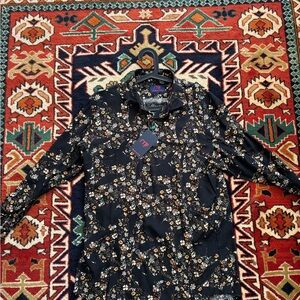 Floral Black Button-Up Shirt